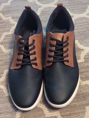 Aldo Black and Brown Low-Top Lace-Up Sneakers